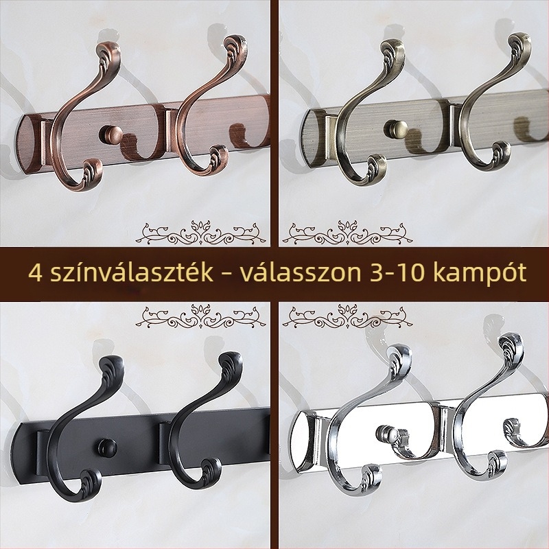 Rozsdamentes acél falra szerelt akasztó sor, 3–10 darabos, bejárathoz és az előszobába ruhákhoz és kalapokhoz