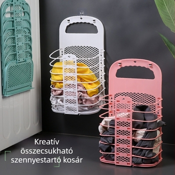 Összecsukható falra szerelhető szennyeskosár, kreatív tároló megoldás