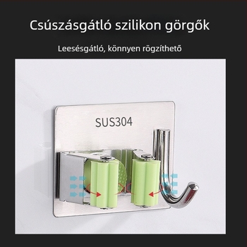 304 rozsdamentes acél mop klip, fúrás nélküli falikampó fürdőszobába