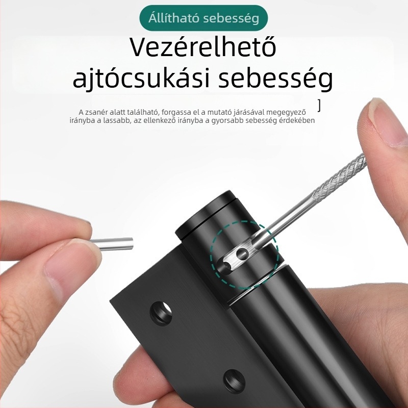 Láthatatlan ajtópánt rugóval és lengéscsillapítóval, automatikus visszatérés, összecsukható zárómechanizmus faajtókhoz és rejtett ajtókhoz, csendes működés