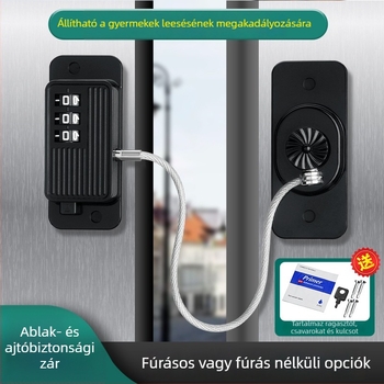 Fúrás nélküli kombinációs zár ablakokhoz és háztartási gépekhez