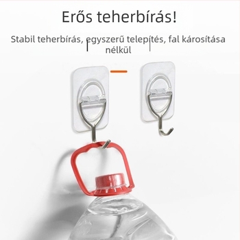 4 darabos erős ragasztó kampó, lyukasztás nélkül, átlátszó, konyha és fürdőszoba számára, ajtóra vagy falra a ruhák felakasztásához