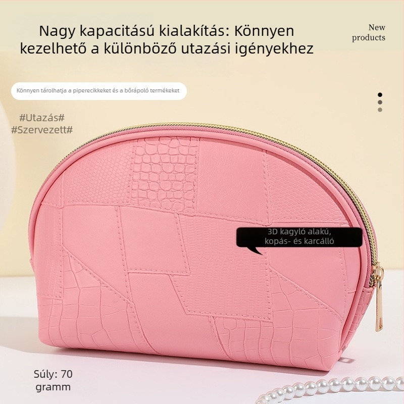 Új divatos kagyló alakú sminktáska, nagy kapacitás, prémium tárolás, vízálló utazási neszesszer