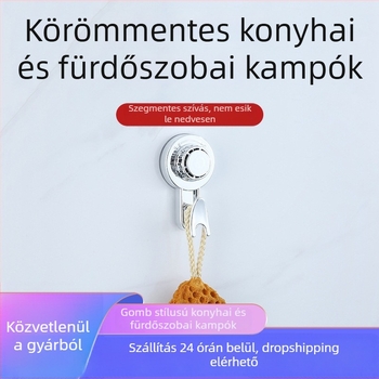 Fali vákuumos kampó fúrás nélkül, erős egyszemélyes kampó konyhához és fürdőszobához, nyom nélkül az ajtó mögött