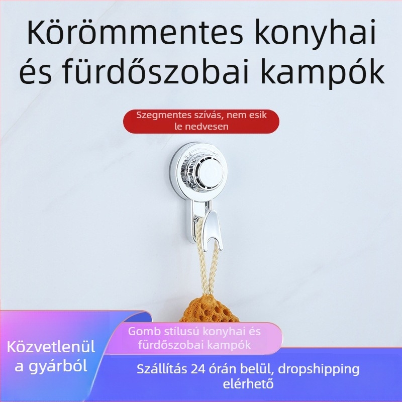 Fali vákuumos kampó fúrás nélkül, erős egyszemélyes kampó konyhához és fürdőszobához, nyom nélkül az ajtó mögött