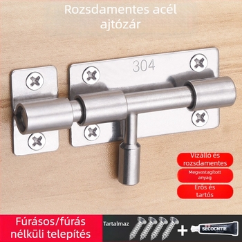 Fúrás nélküli fürdőszobai ajtózár, felületre szerelt, rozsdamentes acélból, fa ajtókhoz