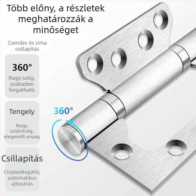 5 hüvelykes rozsdamentes acél csapágyas zsanér, hotelfaajtókhoz, kivágás nélkül