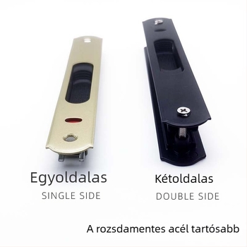 90 mm-es kampózár tolóajtókhoz és ablakokhoz, alumíniumötvözetből és rozsdamentes acélból, dupla oldalú