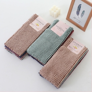Korall fleece függőlegesen csíkos kis törölköző, puha és nedvszívó, konyhai használatra, gyerekek számára