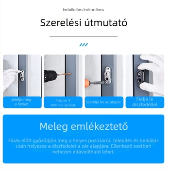 Ablakzár alumíniumötvözetből, gyermekbiztonsági korlátozóval, csúszó és billenő ablakokra