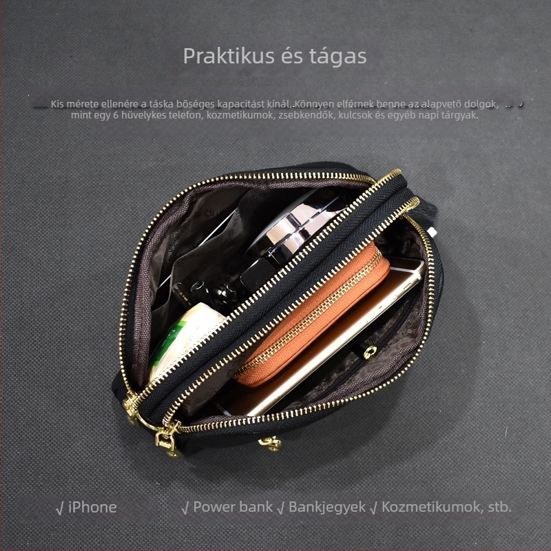 Női mini crossbody táska nagy kapacitással, kettős használatú clutch és crossbody, első réteg bőrből, kis méret
