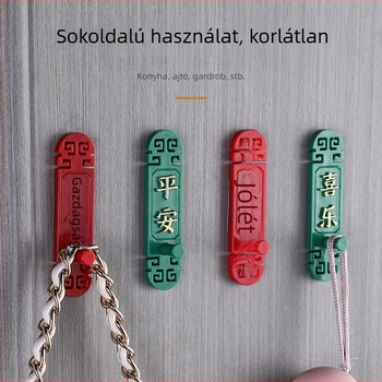 2-darab öntapadó akasztó kínai stílusú bejárathoz, kulcs- és ruhatartó – vintage kreatív dizájn