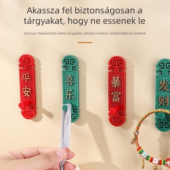 2-darab öntapadó akasztó kínai stílusú bejárathoz, kulcs- és ruhatartó – vintage kreatív dizájn