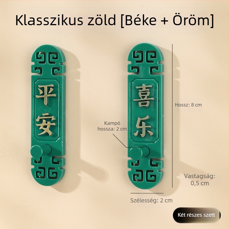 2-darab öntapadó akasztó kínai stílusú bejárathoz, kulcs- és ruhatartó – vintage kreatív dizájn