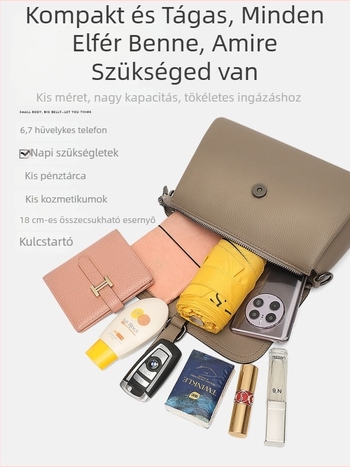 Napi bőrtáska nőknek, 2026-os új trend, egyszerű és sokoldalú crossbody, nagy kapacitású, puha bőr, kis méret.