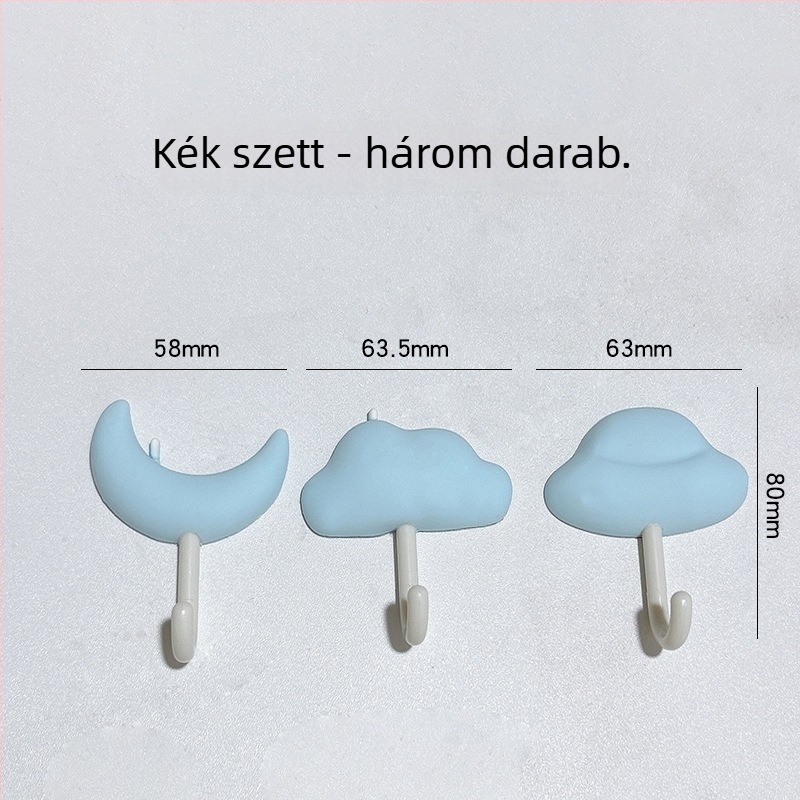 3 darab ragasztós akasztó - erősek, fúrás nélkül, nyom nélkül a falon, konyha és fürdőszoba számára, ajtó mögé és falra, 5 kg-ig terhelés, aranyos dizájn