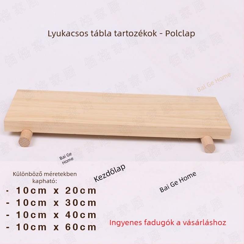 Egyedi tömör fából készült pegboard falpanel kiegészítőkkel és elválasztókkal