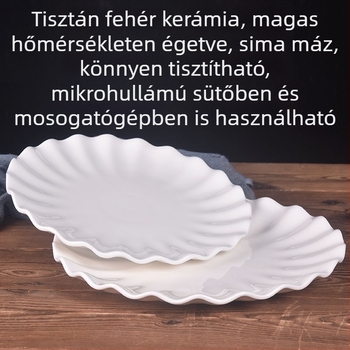 Fehér porcelánból készült, szabálytalan formájú tányérok – gyümölcs, leves, zöldség és rizs készlet