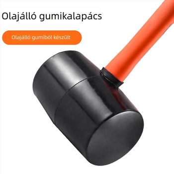 Fekete műanyag fogantyúval rendelkező gumikalapács, csempe- és faipari szereléshez