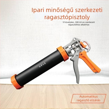 Kézi rozsdamentes acélből készült forgó szerkezeti ragasztópisztoly üvegduplas csövekkel, modell 995, kettős használatú tömítőpisztoly