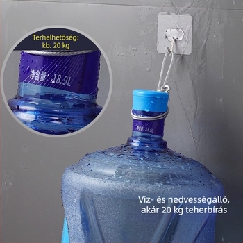 Erős ragasztós falikötő, fúrás nélkül, konyha és ajtó felületére, teherbírás 5-10 kg