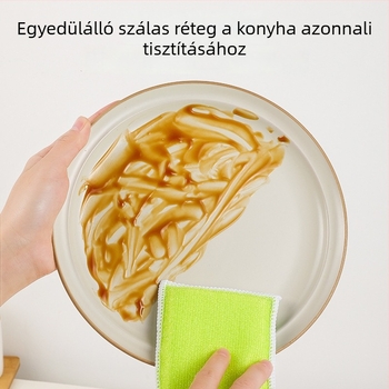Bambuszrostból készült mosogatórongy – konyhai tisztító kendő, nem tapad, olajálló