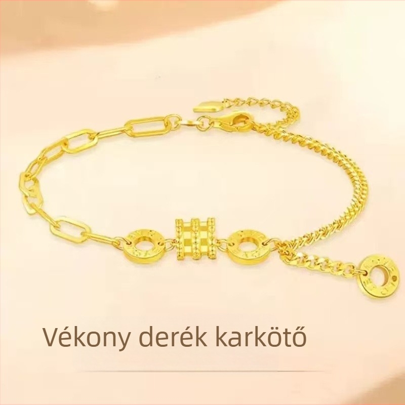 Aranyozott sárgaréz nyaklánc nőknek, kulcscsontlánccal, macskaszem medállal, egyedi dizájn