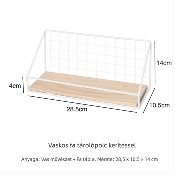 Fali vasból készült tárolópolc perforált panellel, konyha és fürdőszoba számára, fúrás nélküli szerelés, egy szintes