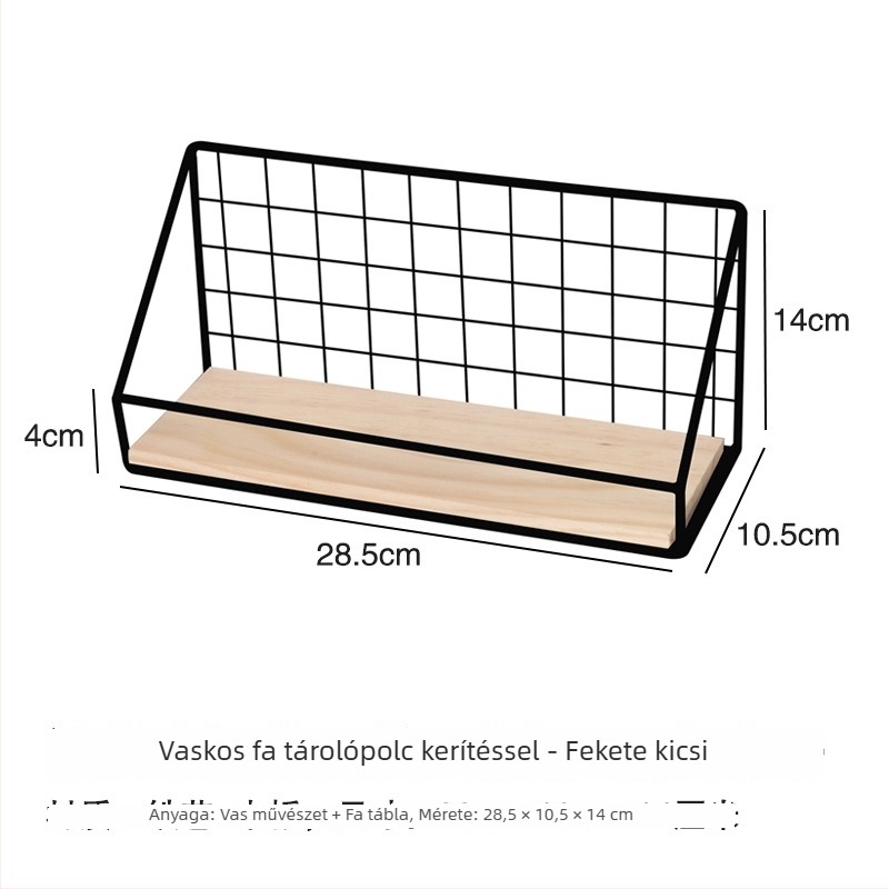 Fali vasból készült tárolópolc perforált panellel, konyha és fürdőszoba számára, fúrás nélküli szerelés, egy szintes