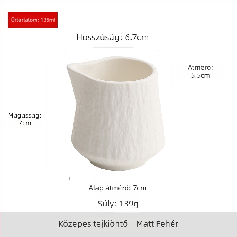 Kerámia kis tejkanna eszpresszóhoz, minimalist stílusú edény, 65-135 ml kapacitás