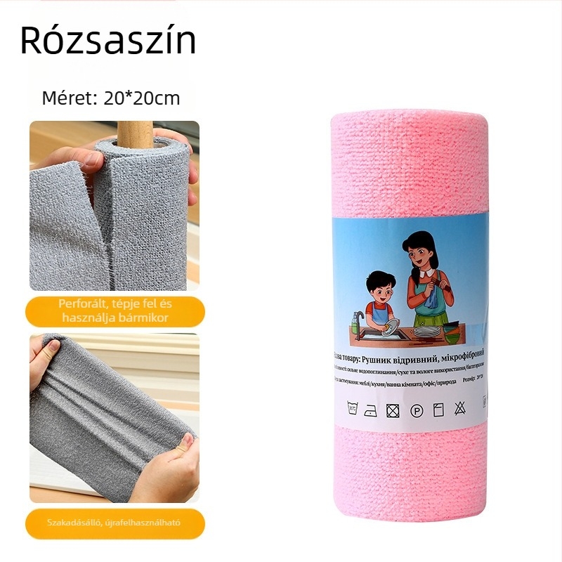 Egyszer használatos konyhai tisztító kendő, vastag nedvszívó mikroszálas törlőkendő edényekhez, kézzel téphető
