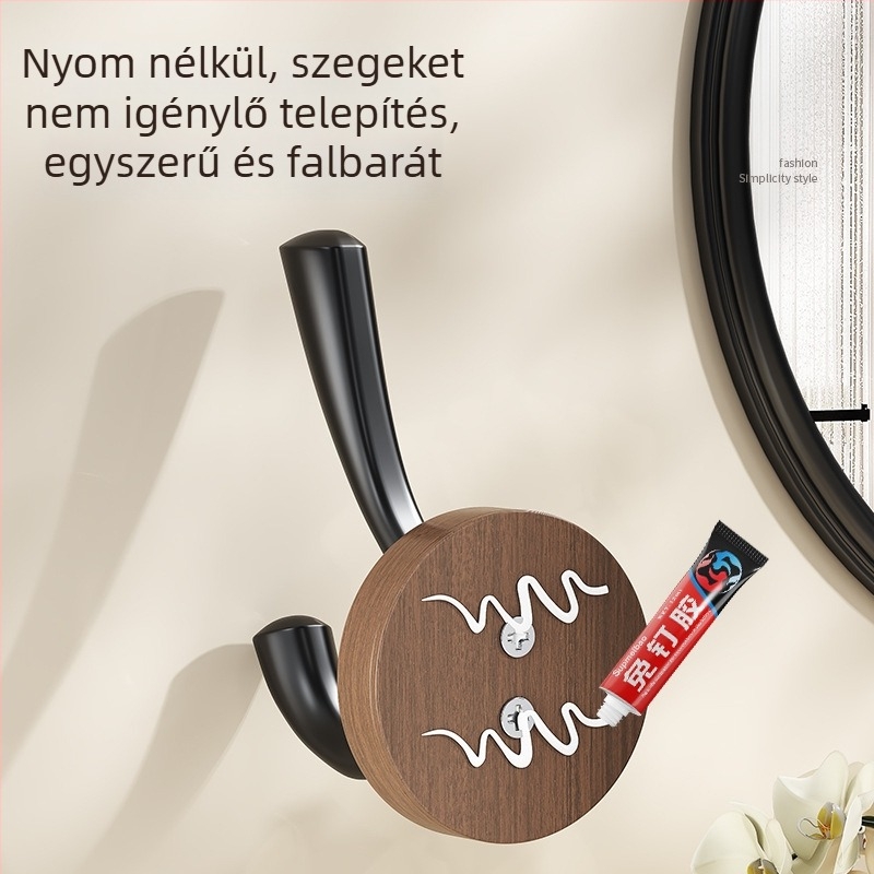 Vintage stílusú ajtó mögötti kampó, fúrás nélkül, falra ragasztó erős kampó, egyetlen kampó
