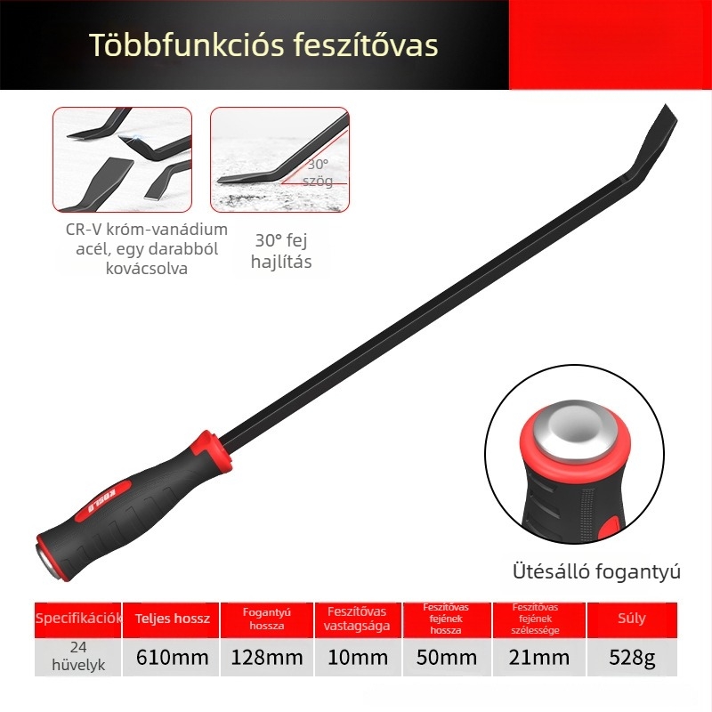 Crowbar készül acélból ajtó- és ablaktelepítéshez, kisméretű, többfunkciós emelőeszköz