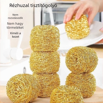 Konyhai tisztító labda rézdrótból és acélgyapotból, szálmentes