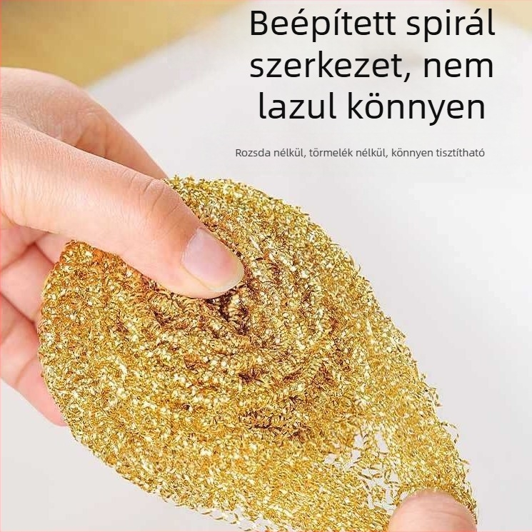 Konyhai tisztító labda rézdrótból és acélgyapotból, szálmentes