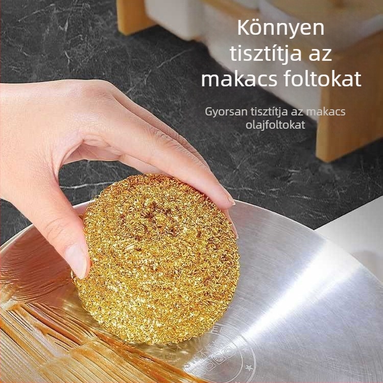 Konyhai tisztító labda rézdrótból és acélgyapotból, szálmentes