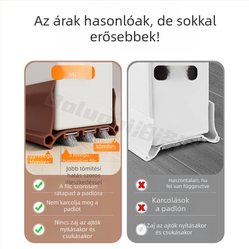 Ajtó alatti kefés tömítőcsík – szélálló, fényzáró, csendes és porálló