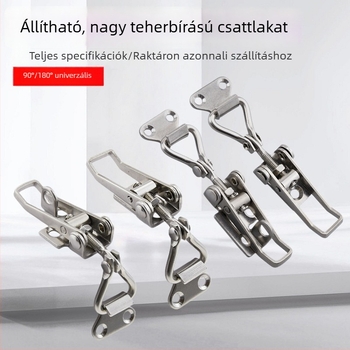 304 rozsdamentes acél ajtózár, állítható, 90°/180° szög, gyors csatolás