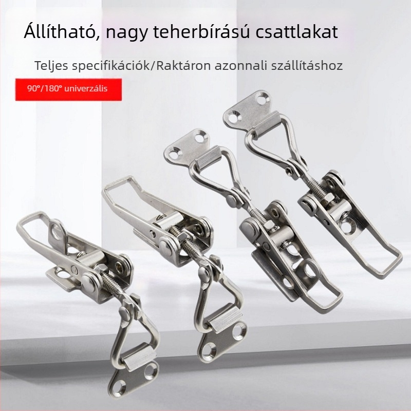 304 rozsdamentes acél ajtózár, állítható, 90°/180° szög, gyors csatolás