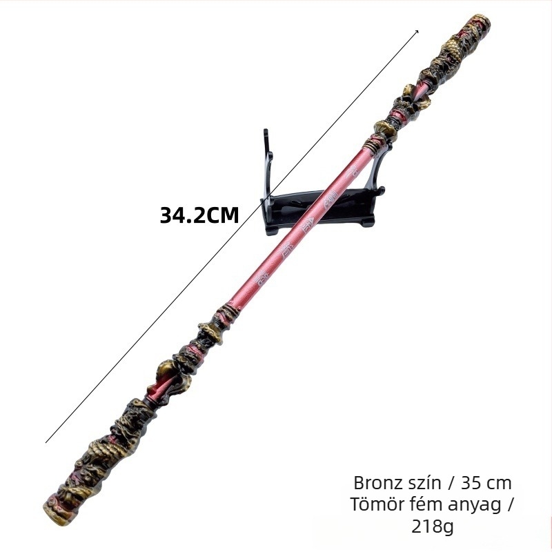 Sun Wukong: mitikus Ruyi arany bottal figurája – fém dísz, kézzel készített modell, 22–35 cm