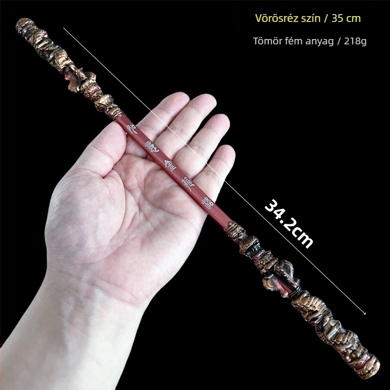 Sun Wukong: mitikus Ruyi arany bottal figurája – fém dísz, kézzel készített modell, 22–35 cm