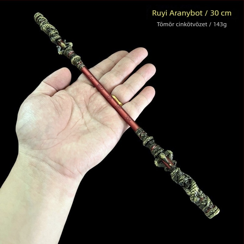 Sun Wukong: mitikus Ruyi arany bottal figurája – fém dísz, kézzel készített modell, 22–35 cm