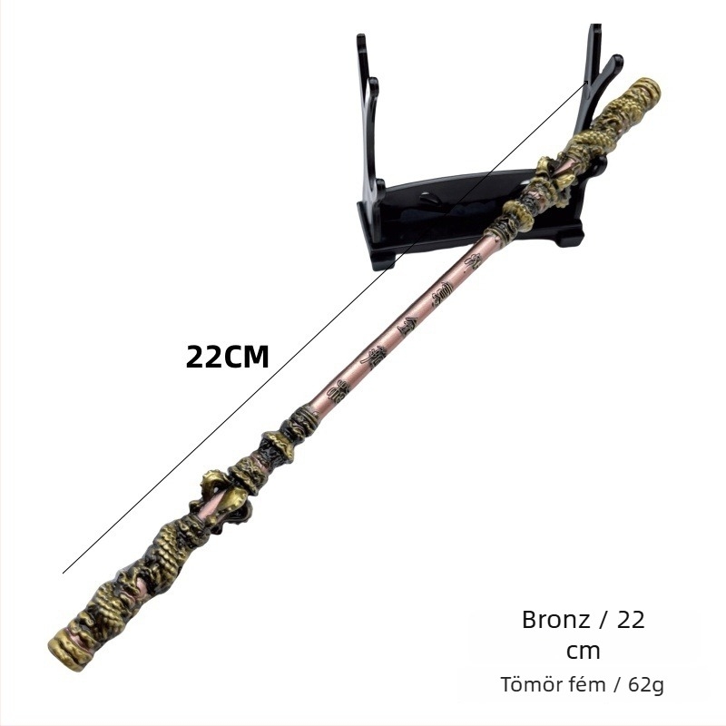 Sun Wukong: mitikus Ruyi arany bottal figurája – fém dísz, kézzel készített modell, 22–35 cm