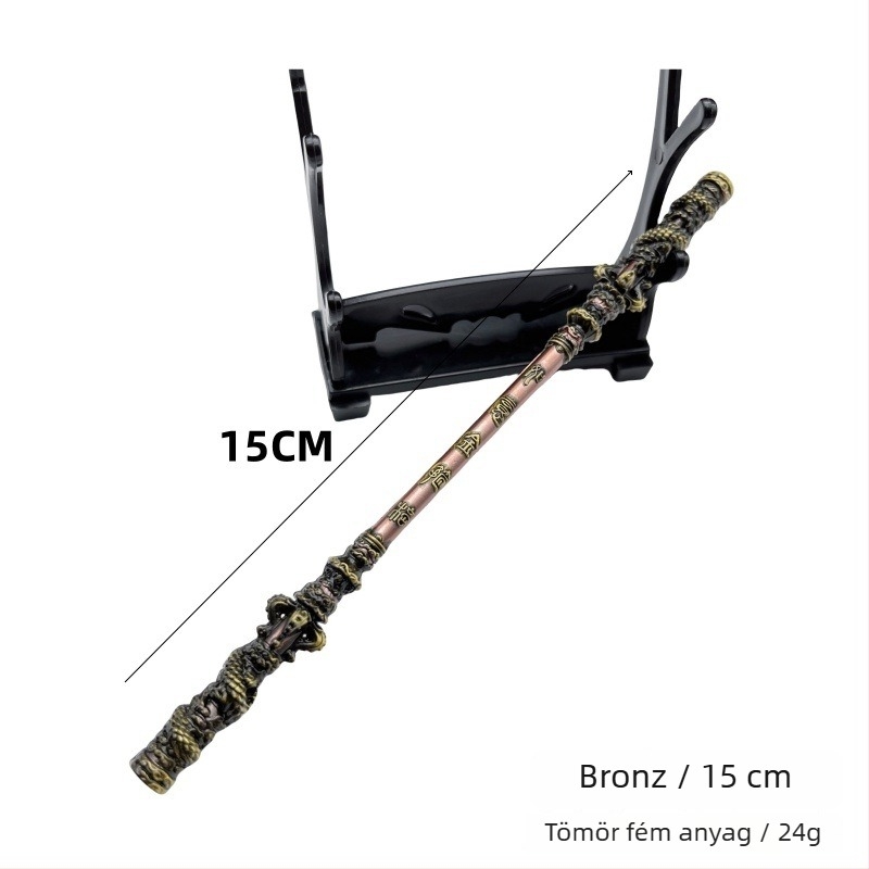 Sun Wukong: mitikus Ruyi arany bottal figurája – fém dísz, kézzel készített modell, 22–35 cm