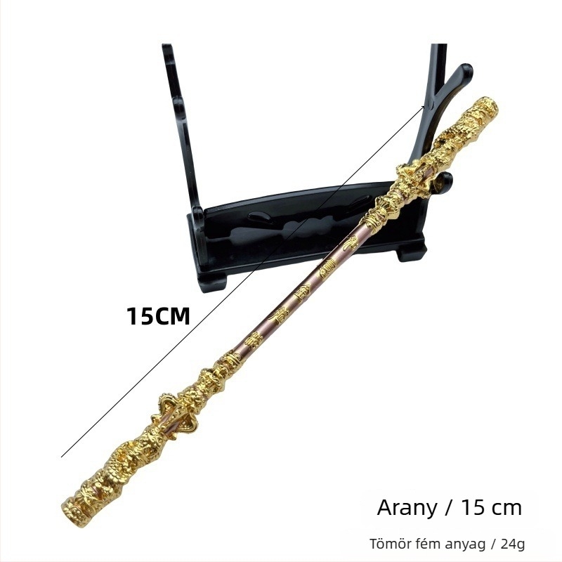 Sun Wukong: mitikus Ruyi arany bottal figurája – fém dísz, kézzel készített modell, 22–35 cm