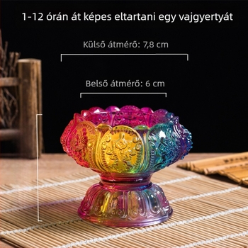 Színes üveg nyolc szerencsés motívummal, vaj-lótusz lámpatartó matt-fényes felülettel, otthoni buddhista oltárhoz, kristály Buddha lámpa dísz