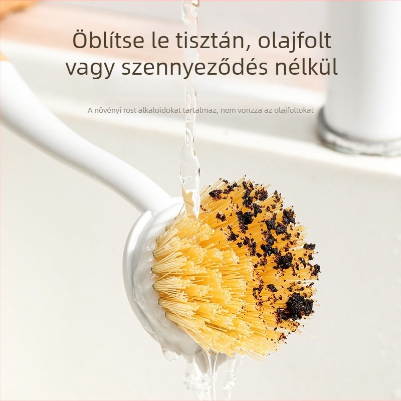 Bambusz fazekecset fa nyéllel – hosszú nyél, többfunkciós tisztítóecset edényekhez, gyümölcsökhöz és zöldségekhez
