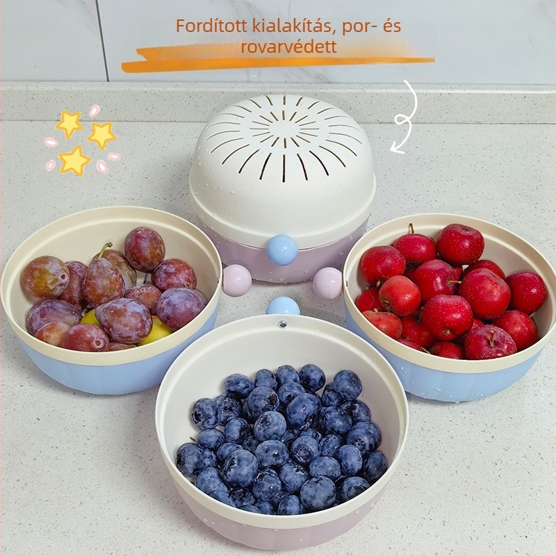 Otthoni kettős leeresztő kosár, gyümölcs- és zöldségtároló, konyhai mosogatáshoz, mini leeresztő kosár