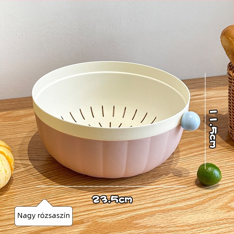 Otthoni kettős leeresztő kosár, gyümölcs- és zöldségtároló, konyhai mosogatáshoz, mini leeresztő kosár