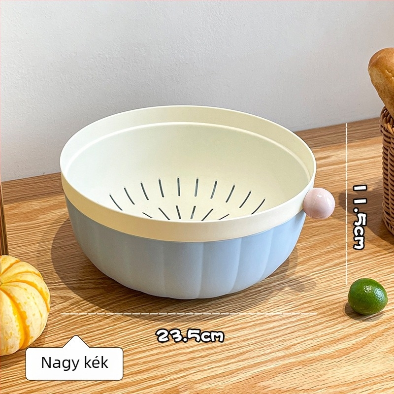 Otthoni kettős leeresztő kosár, gyümölcs- és zöldségtároló, konyhai mosogatáshoz, mini leeresztő kosár